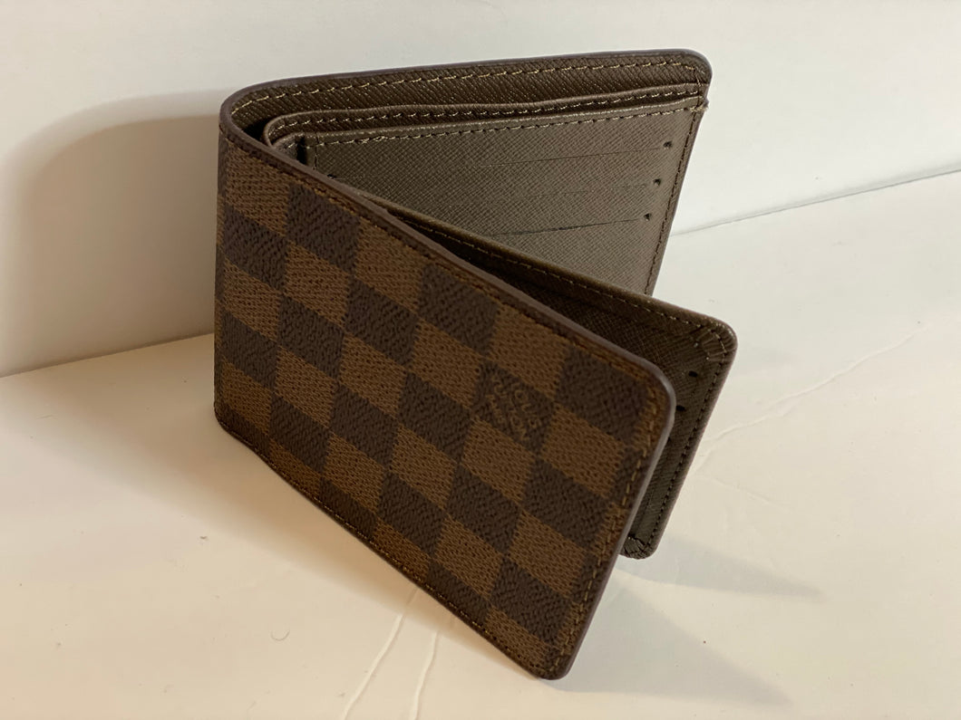 Brown LV Checkered Wallet Brown Interior