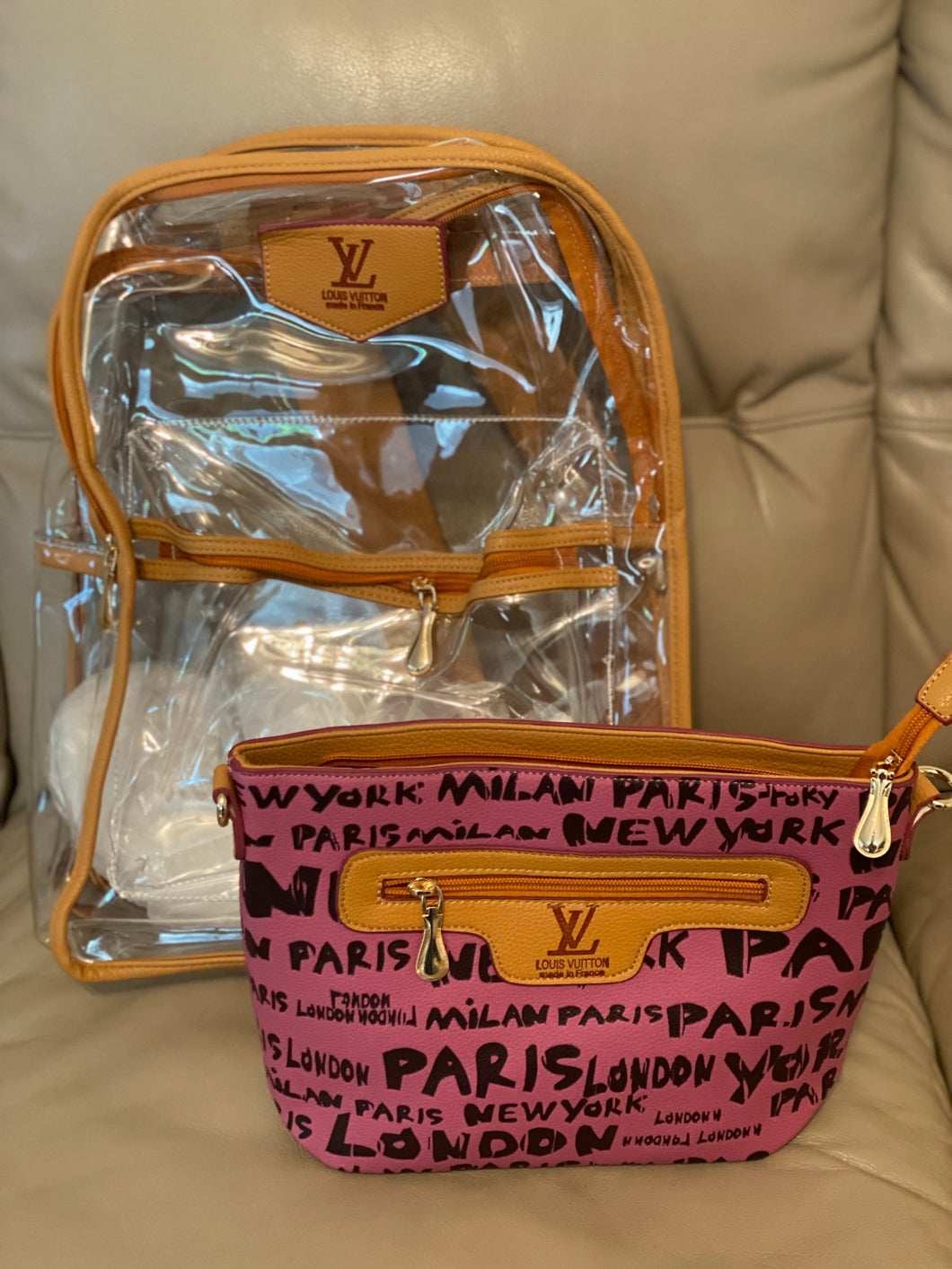 LV Two Piece Claire Backpack with Crossbody set