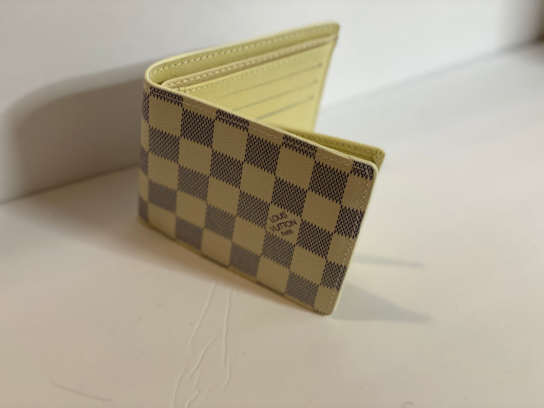 White LV Checkered Men's Wallet