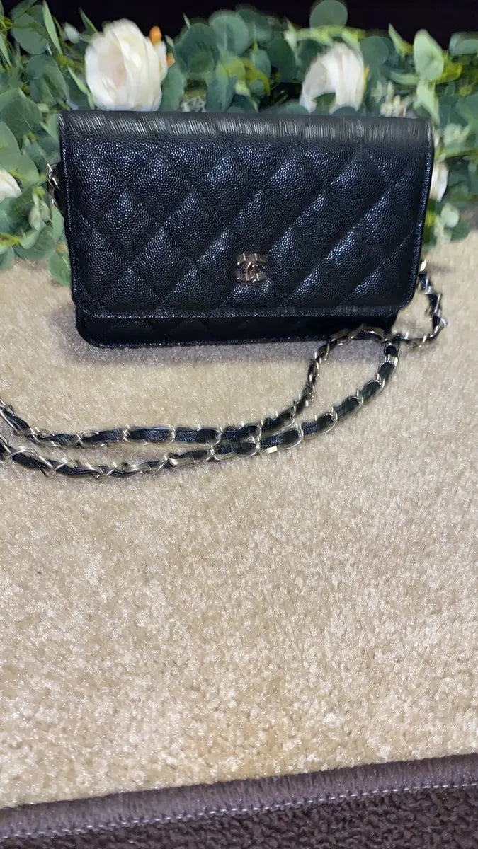 CC Black Leather Crossbody with Strap